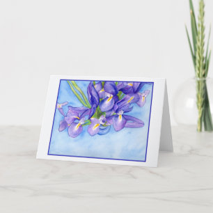 Iris Vase Blue Border Blank Wenskaart Kaart