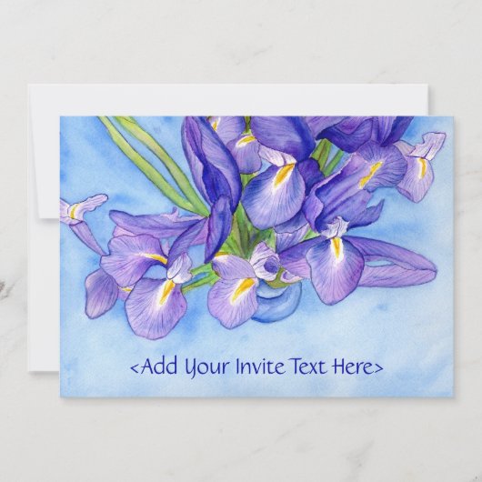 Iris Vase Flower Painting Invitation Kaart (Voorkant)