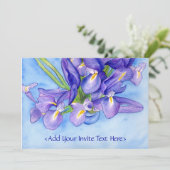 Iris Vase Flower Painting Invitation Kaart (Staand voorkant)