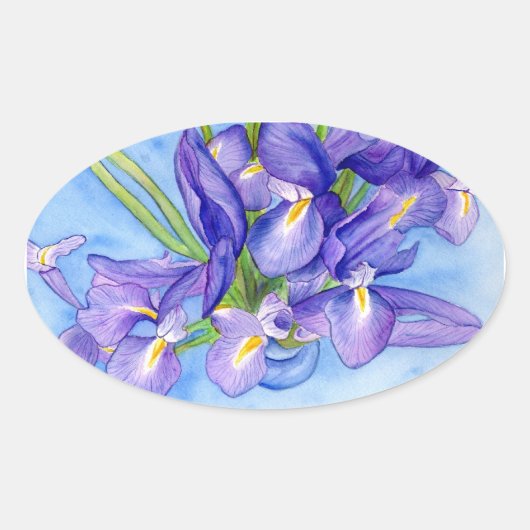 Iris Vase Flower Painting Sticker (Voorkant)