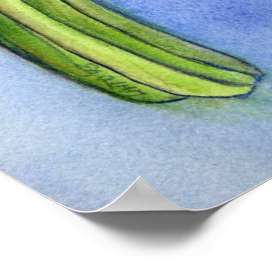 Iris Vase Waterverf schilderen KunstPoster afdrukk Poster (Hoek)