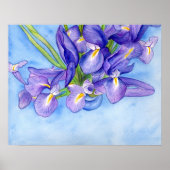Iris Vase Waterverf schilderen KunstPoster afdrukk Poster (Voorkant)