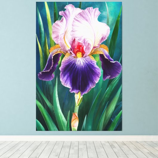 *~* Iris Vet Bloem Artsy Iris Schilderen AP84 Canvas Afdruk (Insitu (Houten vloer))