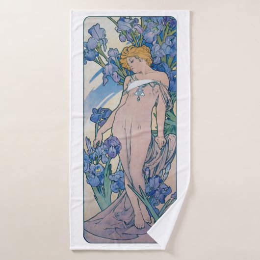 Iris (vier bloemen), Alphonse Mucha Badhanddoek (Badhanddoek)