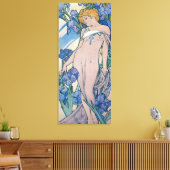 Iris (vier bloemen), Alphonse Mucha Canvas Afdruk (Insitu (Woonkamer))