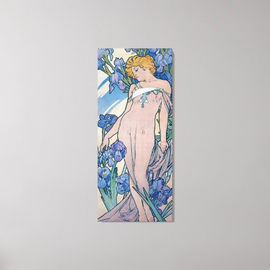 Iris (vier bloemen), Alphonse Mucha Canvas Afdruk (Voorkant)