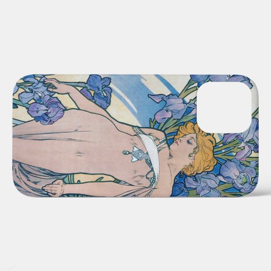 Iris (vier bloemen), Alphonse Mucha Case-Mate iPhone Case (Achterkant (horizontaal))