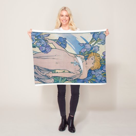 Iris (vier bloemen), Alphonse Mucha Fleece Deken (In situ)