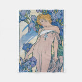 Iris (vier bloemen), Alphonse Mucha Fleece Deken (Voorkant)
