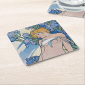 Iris (vier bloemen), Alphonse Mucha Kartonnen Onderzetters (Schuin)