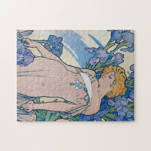 Iris (vier bloemen), Alphonse Mucha Legpuzzel (Horizontaal)