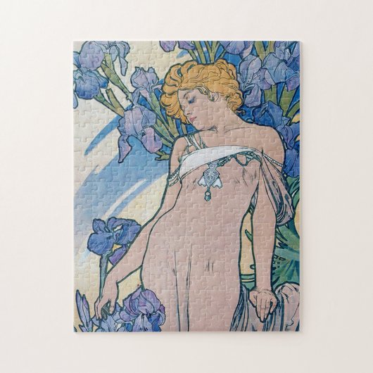 Iris (vier bloemen), Alphonse Mucha Legpuzzel (Verticaal)