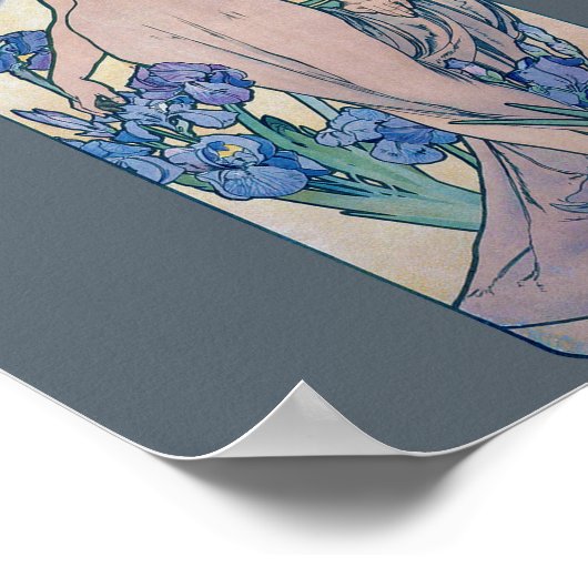 Iris (vier bloemen), Alphonse Mucha Poster (Hoek)