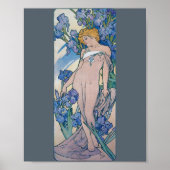 Iris (vier bloemen), Alphonse Mucha Poster (Voorkant)