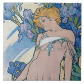 Iris (vier bloemen), Alphonse Mucha Tegeltje (Voorkant)