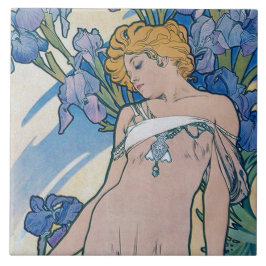 Iris (vier bloemen), Alphonse Mucha Tegeltje