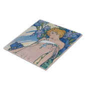 Iris (vier bloemen), Alphonse Mucha Tegeltje (Zijkant)