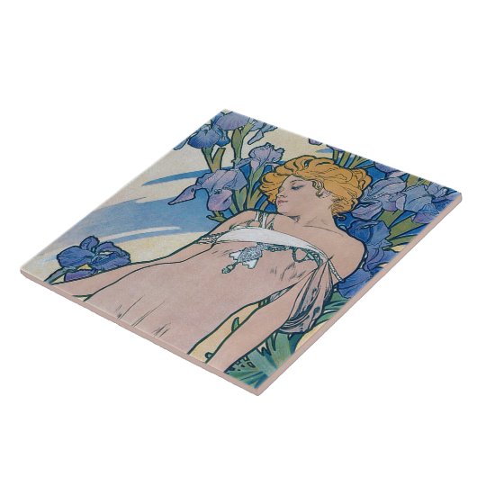 Iris (vier bloemen), Alphonse Mucha Tegeltje (Zijkant)