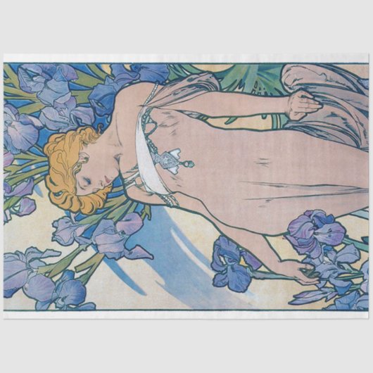 Iris (vier bloemen), Alphonse Mucha Tissuepapier (Voorkant)
