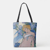 Iris (vier bloemen), Alphonse Mucha Tote Bag (Achterkant)
