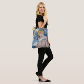 Iris (vier bloemen), Alphonse Mucha Tote Bag (Op model)