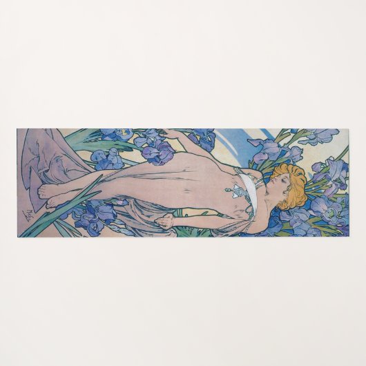 Iris (vier bloemen), Alphonse Mucha Yogamat (Achterkant (horizontaal))