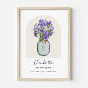 Iris Violet Geboortemaand Bloem Poster