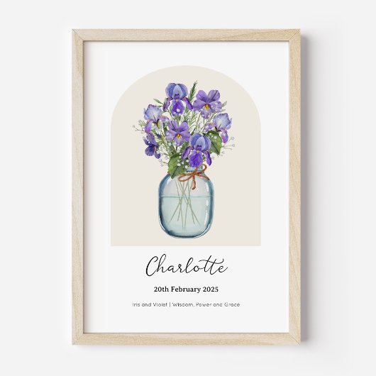 Iris Violet Geboortemaand Bloem Poster