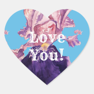 Iris Waterverf bloemen floral Love Sticker Set