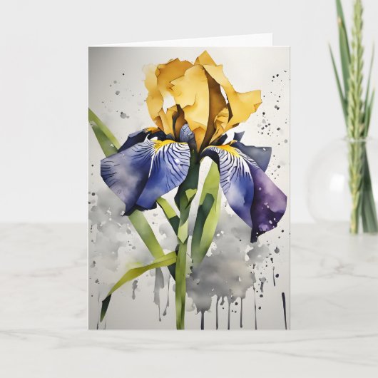 Iris - Waterverf bloemen Kaart (Voorkant)