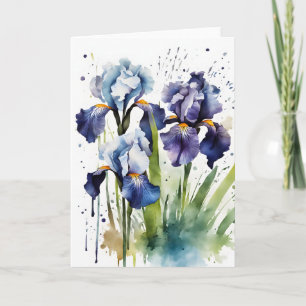 Iris - Waterverf bloemen Kaart
