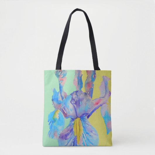 Iris Waterverf Blue Flower Floral Canvas tas (Voorkant)