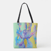 Iris Waterverf Blue Flower Floral Canvas tas (Achterkant)