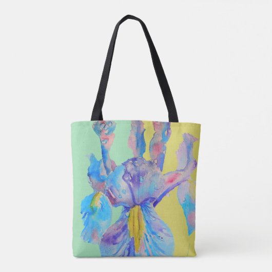 Iris Waterverf Blue Flower Floral Canvas tas (Achterkant)