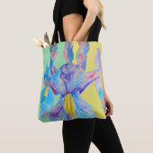Iris Waterverf Blue Flower Floral Canvas tas (Dichtbij)