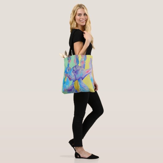 Iris Waterverf Blue Flower Floral Canvas tas (Op model)