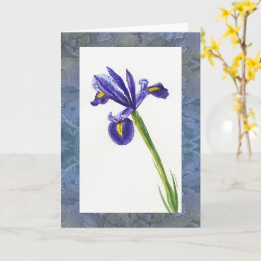Iris Waterverf met Morris Design Kaart (Gele Bloem)