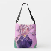 Iris Waterverf Paars Floral Tas Crossbody Bag (Achterkant)