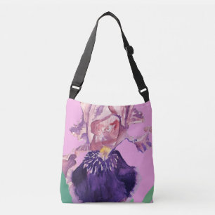 Iris Waterverf Paars Floral Tas Crossbody Bag