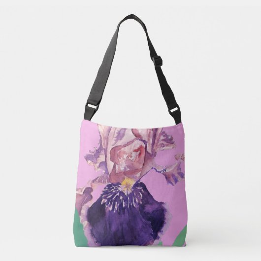 Iris Waterverf Paars Floral Tas Crossbody Bag (Voorkant)