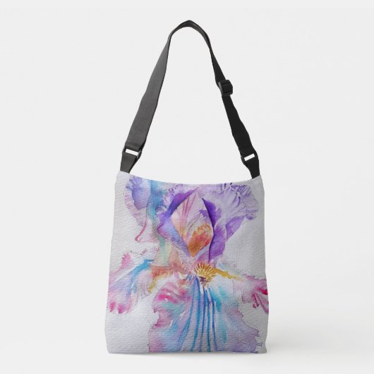 Iris Waterverf Paars Floral Tas Crossbody Bag (Voorkant)