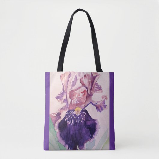 Iris Waterverf Paarse bloem Canvas tas (Voorkant)
