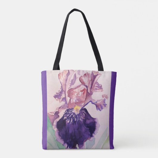 Iris Waterverf Paarse bloem Canvas tas (Achterkant)