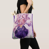 Iris Waterverf Paarse bloem Canvas tas (Dichtbij)