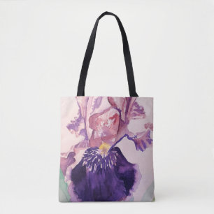 Iris Waterverf Paarse bloem Canvas tas