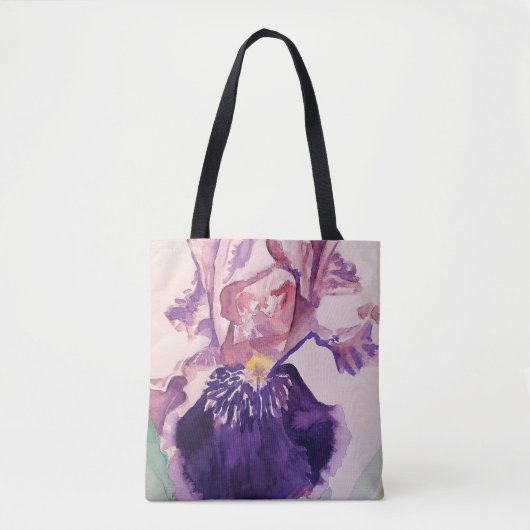 Iris Waterverf Paarse bloem Canvas tas (Voorkant)