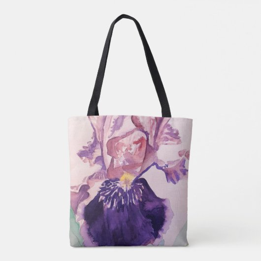 Iris Waterverf Paarse bloem Canvas tas (Achterkant)