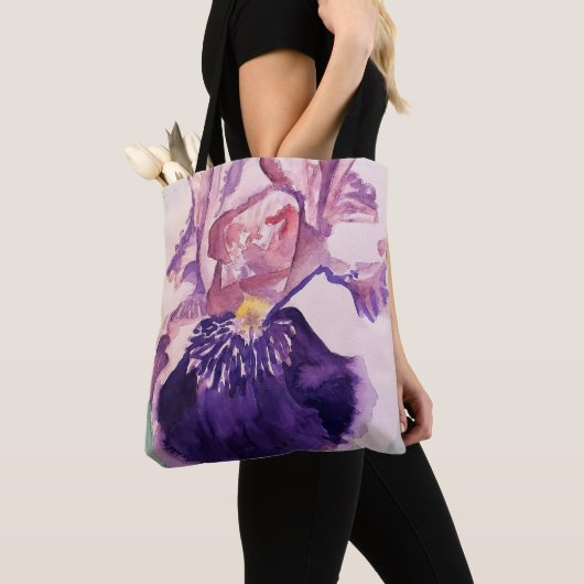 Iris Waterverf Paarse bloem Canvas tas (Dichtbij)