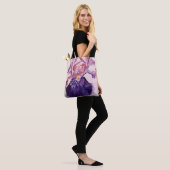 Iris Waterverf Paarse bloem Canvas tas (Op model)