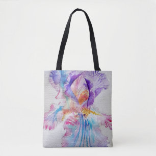 Iris Waterverf Paarse bloem Canvas tas